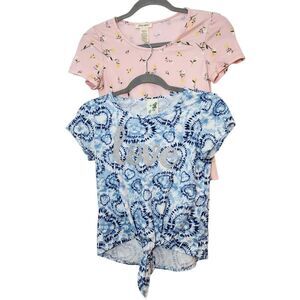 Set of 2 Girl's Short Sleeve Tees with Tie Hem Size 12 Lily Bleu Tee Shosho Tee